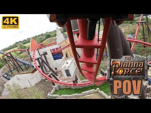 Na Fianna Force POV (Front Row, 4K 60FPS), Emerald Park Vekoma Inverted Coaster | Non-Copyright