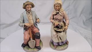 Home Interiors HOMCO #1433 Elderly Man & Woman Porcelain Farm Couple Figurines