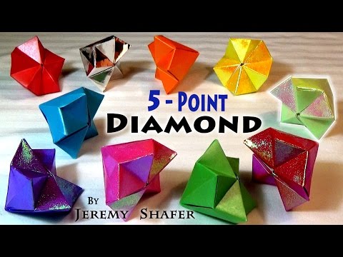 REAL 5-Pointed Origami Diamond -- NO GLUE!