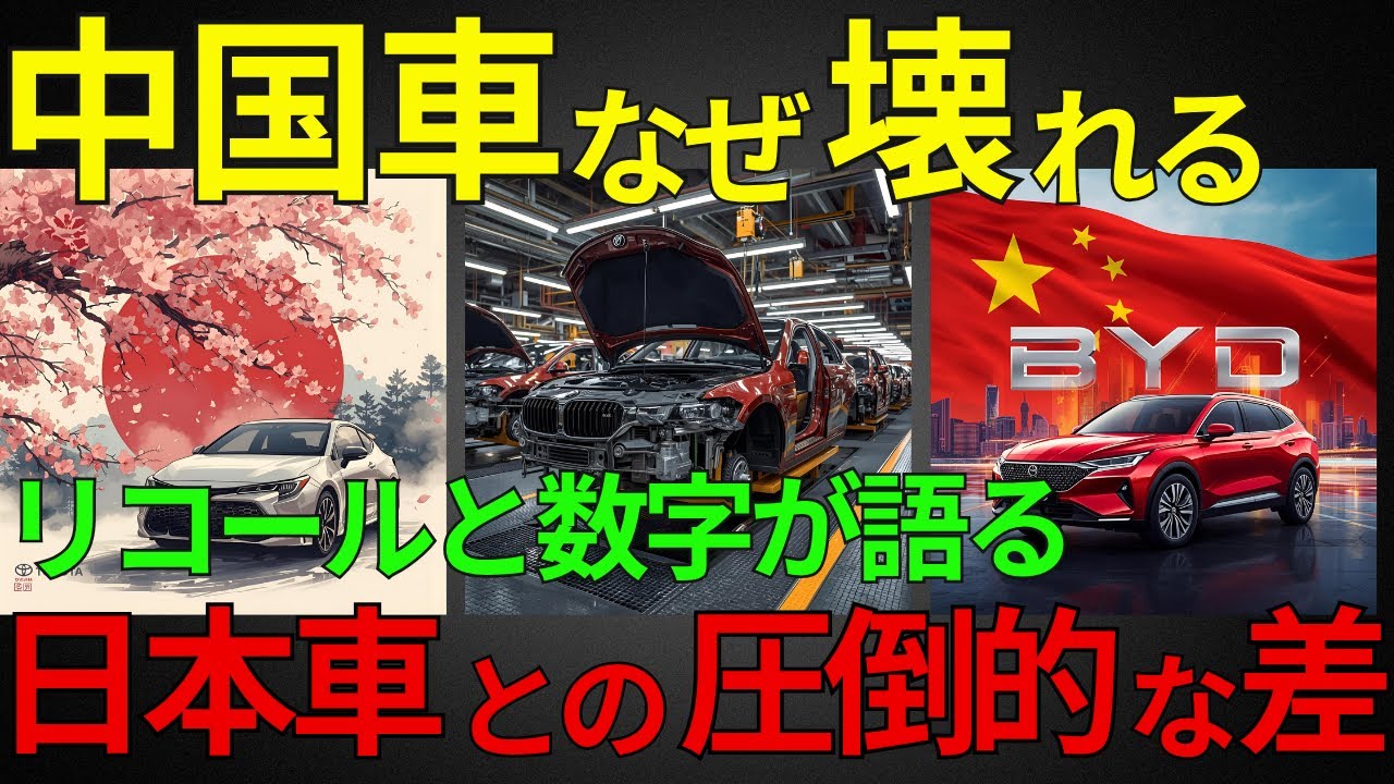 【海外の反応】中国車はなぜ壊れる？！リコールと数字が語る、日本車の圧倒的差　#海外の反応 　#自動車　#byd #toyota