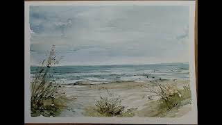 Paint with me | Easy beach and dunes watercolor!