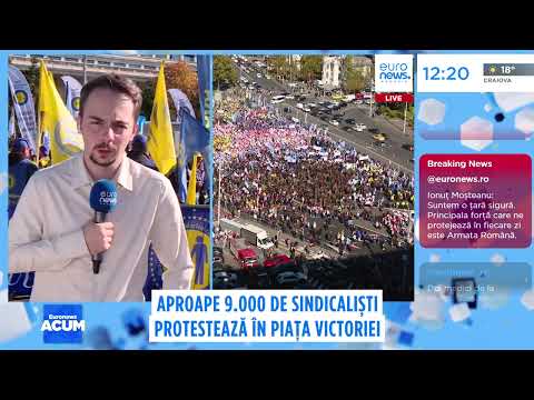 Protest masiv în Piața Victoriei. Aproape 9.000 de sindicaliști în stradă