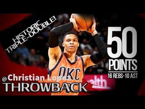 Russell Westbrook HISTORIC Triple Double 2017 04 09 at Nuggets   50 Pts 16 Rebs 10 Ast UNREAL!