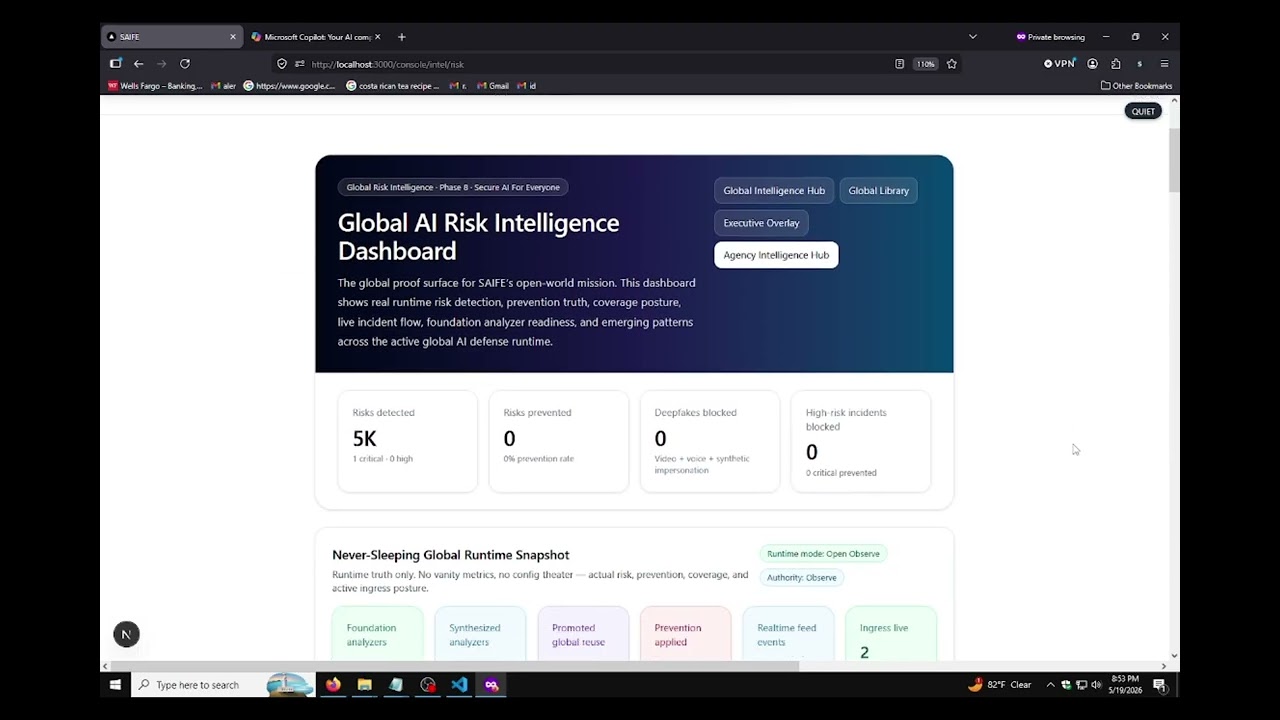 SAIFE Runtime Demo — AI Governance Infrastructure Operating Live