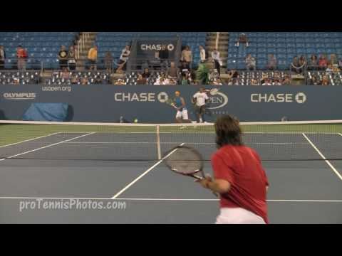 Rafael Nadal and Juan Monaco, 2009 USO practice