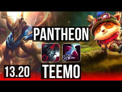 PANTHEON vs TEEMO (TOP) | 6 solo kills, Godlike, 300+ games | TR Diamond | 13.20