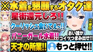 水着とバニーガール実装を懇願するフブポルと早口オタクういママによって八方塞になるすいちゃんｗ【星街すいせい さくらみこ しぐれうい 尾丸ポルカ 白上フブキ ホロライブ 切り抜き Vtuber】