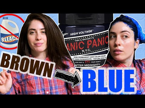 DYEING my BROWN hair BLUE with MANIC PANIC *NO BLEACH*...