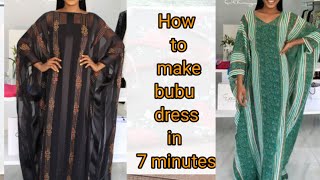 How to cut and sew bubu kaftan dress in 7 minutes/