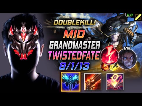 GrandMaster Twisted Fate MID vs Sylas - 천상계 미드 트페 템트리 룬 만년서리 감전 ツイステッド・フェイト - LOL KR 11.9
