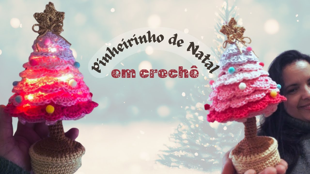 Mini árvore de Natal Pinheirinho amigurumi iluminado | Débora Travasso