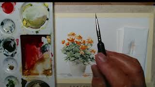 Easy Watercolor Potted Flowers Tutorial for Beginners! #geraniums