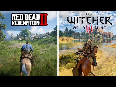 Red Dead Redemption 2 vs The Witcher 3 Horse Gameplay Comparison - Which Game Does Horse Better?