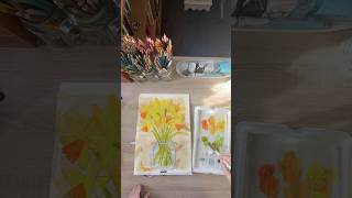 Quick & Loose Acrylic Daffodils in my Sketchbook #shorts #art #acrylicpainting