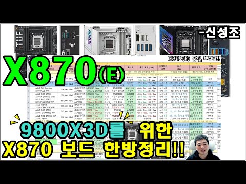 X870 ? 이 표 한방에 다 정리했다!!!  (9800X3D 구매자 필독 영상) - 신성조 (자막 꼭 켜서 봐요!)