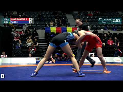 Round 1 WW - 65 kg: B. SORONZONBOLD (MGL) v. C. TANG (CHN)