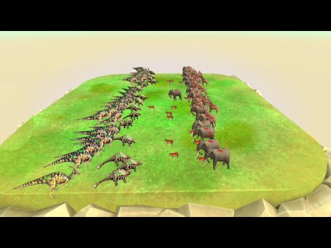 HERBIVORE DINOSAURS(Para and Anky Dinos 🦕) VS MODERN MAMMALS ।।Animal Revolt Battle Simulator।।ARBS