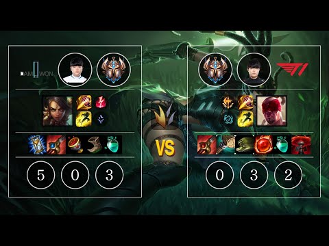 DWG Canyon Nidalee vs T1 Cuzz Lee Sin Jungle - KR Patch 10.12