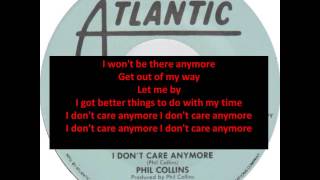 *Lyrics*- I Don&#39;t Care Anymore- Phil Collins HQ