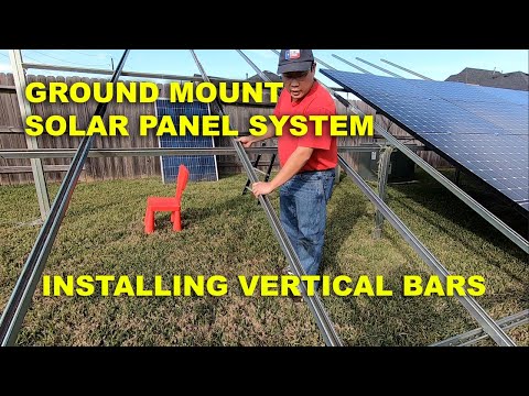 DIY GROUND MOUNT SOLAR PANEL SYSTEM - INSTALLING VERTICAL BARS - USING SUPERSTRUT/UNISTRUT