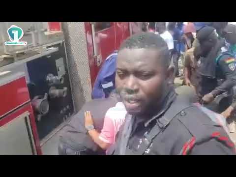 Kasoa Fire: Firefighter Falls Unconscious While Battling Blaze