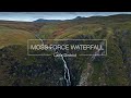 Moss Force Waterfall. Lake District Cinematic Aerial.