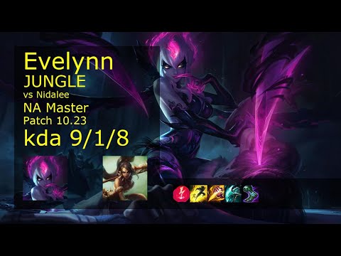 Evelynn Jungle vs Nidalee - NA Master 9/1/8 Patch 10.23 Gameplay