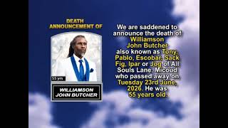 Williamson John Butcher ~ Short Obituary
