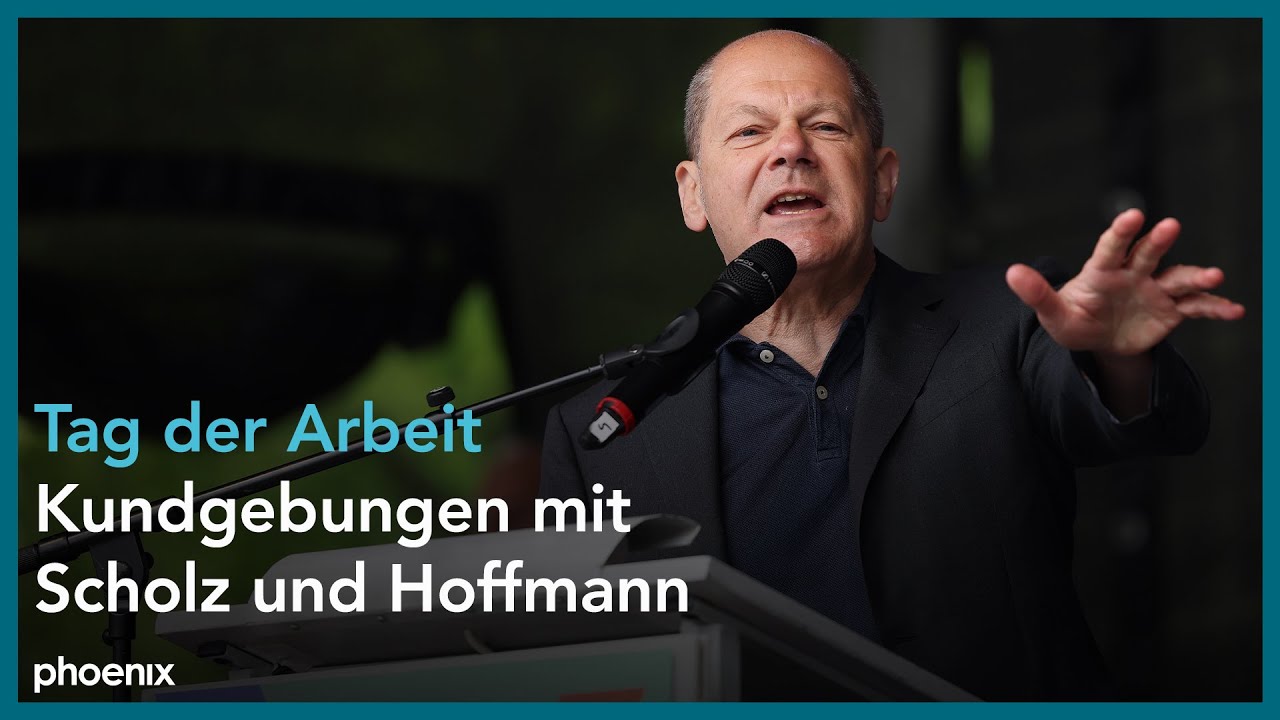 Bundeskanzler Scholz bei der Hauptkundgebung des DGB zum Tag der Arbeit