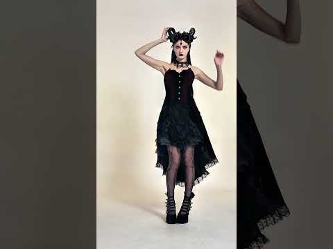 Dark Velvet Corset with Burgundy Jacquard Inserts