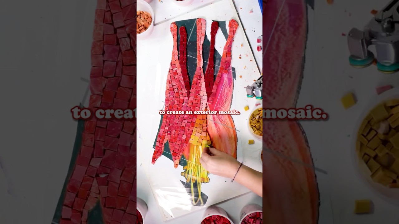 I'm working on a new flower mosaic!  ⁠⁠#artist #mosaic #tile