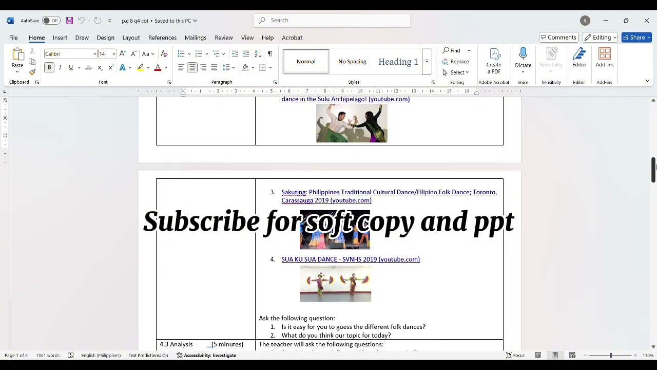 Mapeh 8 (P.E 8) Classroom Observation Lesson Plan