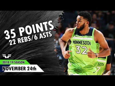 Karl-Anthony Towns - 2018.11.24 - Timberwolves vs Bulls - 35 Pts, 22 Rebs, 6 Asts