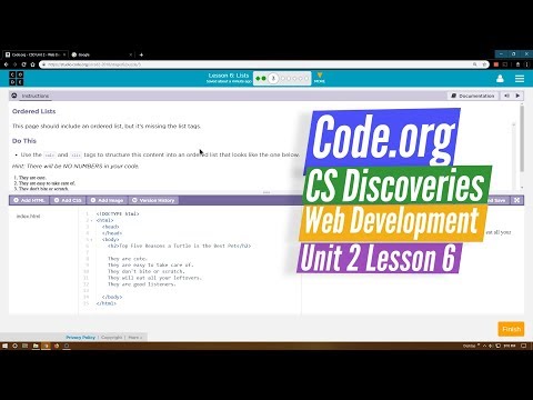 Lists - Lesson 6.3 Tutorial with Answers - Code.org Web Development