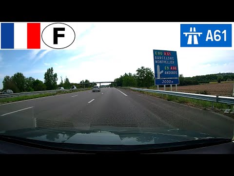 Driving in France: Autoroute A61 - Sortie 19.1 (Montgiscard) to Sortie Autoroute A66