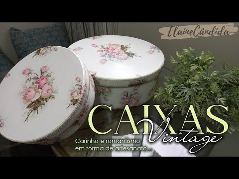 Artesanato em MDF: Caixa redonda rústica vintage romântica, lindamente decorada com guardanapo!