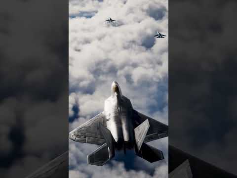 F-22 creeps up on a pair of Russian Su-33 jets.  #f22 #sukhoi #usa #russia #shorts #edit #reels #fyp