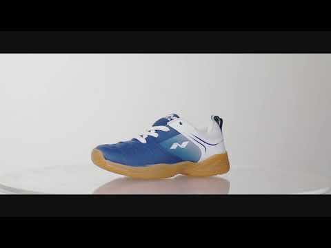 Blue,brown and white nivia hy court 2.0 kids shoes