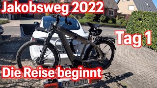 Radreise Doku Urlaub allein auf  dem Jakobsweg 2022 ein Pilger mit dem E-Bike. Riese und Müller Tag1
