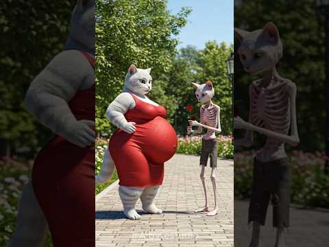 Fat Cat and Skinny Cat story 😍:A Love Story You’ll Never Forget" #cat #kitten #shorts