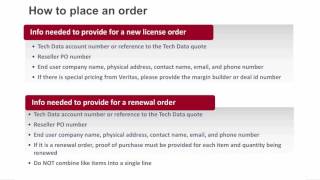Tech Data Veritas How To Place Quotes and Orders
