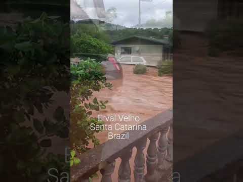 Floods in Erval Velho, Santa Catarina, Brazil. #weather #trending #news #severeweather #2023 #storm