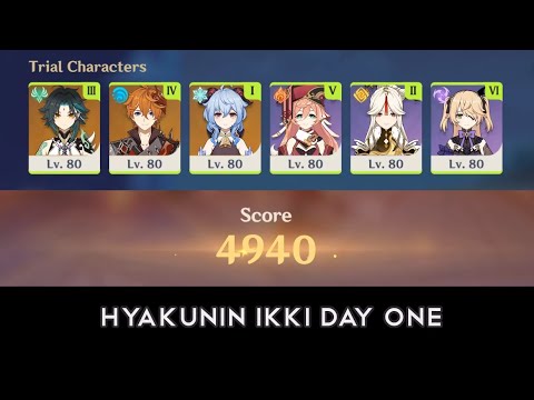 Hyakunin Ikki Day 1 - Trial Characters only - 4940 (Extreme) | Genshin Impact 2.1