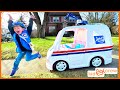 Delivering Toys And Chainsaw With Power Wheels Mail Truck Educational How The USPS Works Kid Crew
