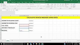 Calculate your vehicle mileage using Microsoft Excel