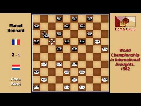 Acca Bizot (NLD) - Marcel Bonnard (FRA). World Championship in International Draughts. 1952.