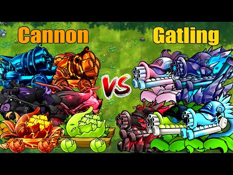 PVZ 1 Fusion 3.2 Challenge!! Team Cannon VS Team Gatling VS 300 Zombie Random - Who Will Win?