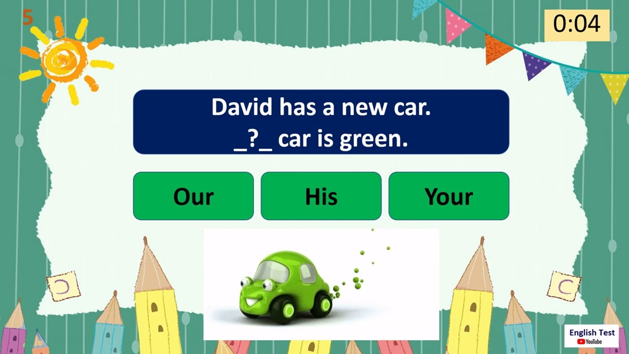 Possessive Adjectives Worksheet Quiz for Kids