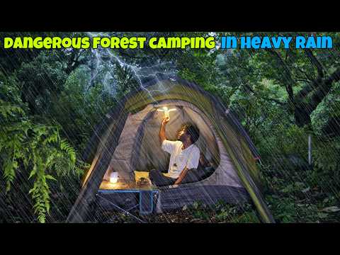 Solo Camping In Non-Stop Heavy Rain & Thunderstorm With Cozy Tent | Relaxing With Sounds Of Rain