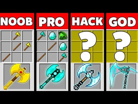 Minecraft Battle: Noob vs PRO vs HACKER vs GOD : SUPER GOD AXE CRAFTING Challenge - Animation